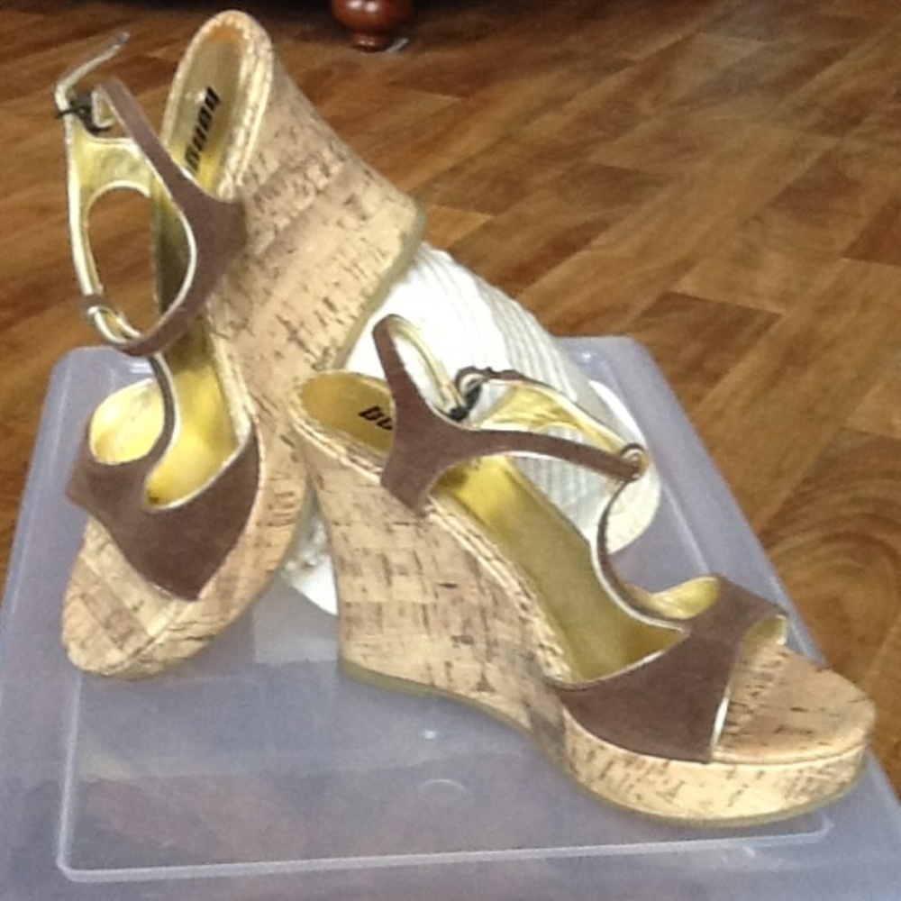 ❤️❤️Bongo Leather Platform Wedge Cork Sandals 8.5